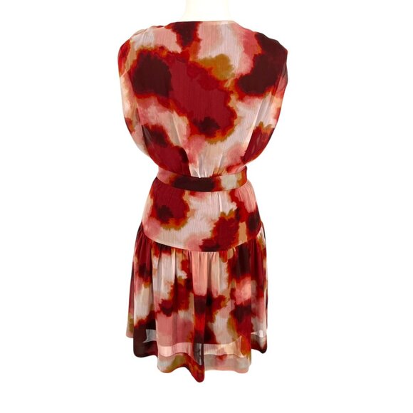 Taylor Printed Wrap Sleeveless Dress Red Pink Floral With Belt Size XL NWT - Picture 7 of 12